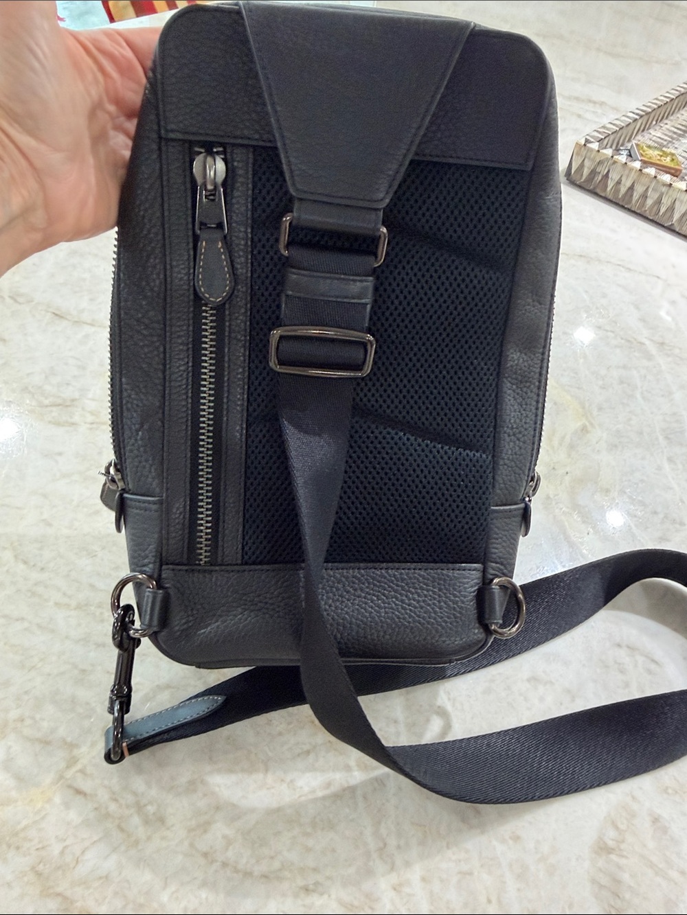Coach Black Pebbled Leather Crossbody Sling Bag - Picture 5 of 6
